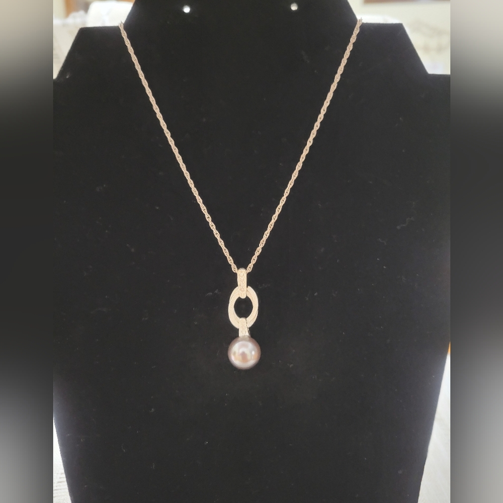 Vintage Avon Silver Faux Pearl Necklace
